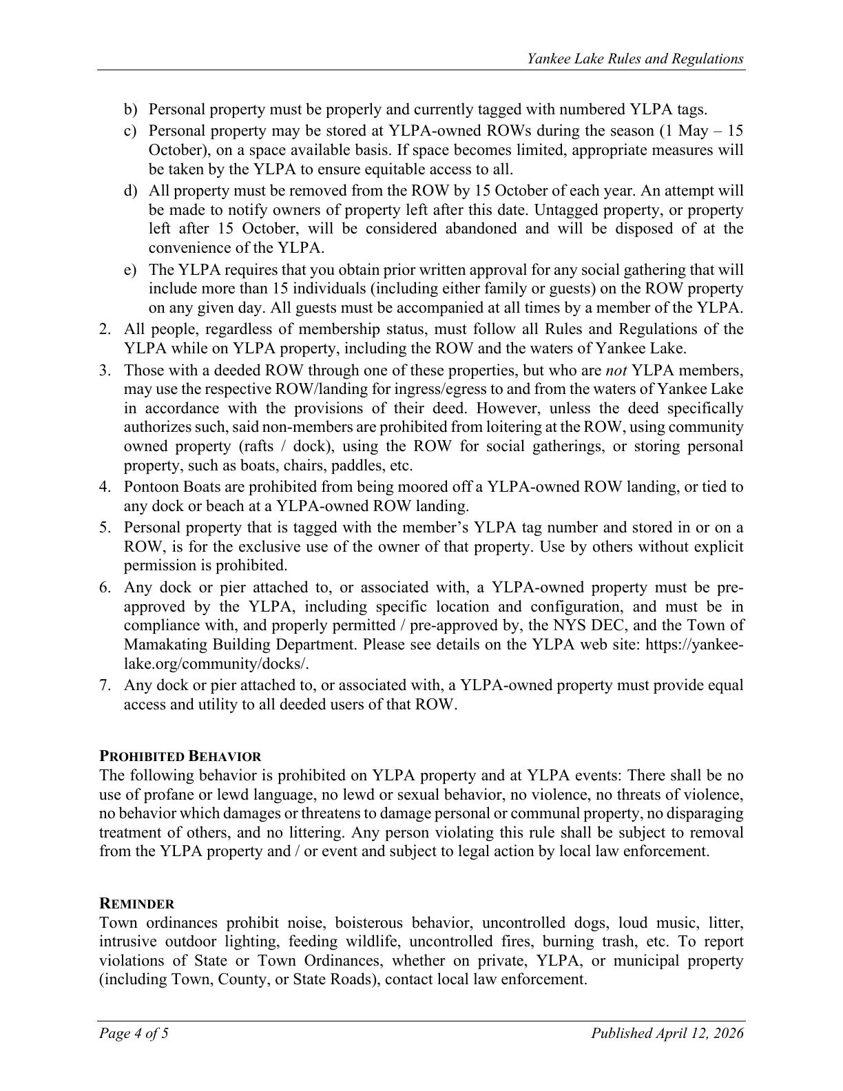 YLPA Rules and Regulations — page 4