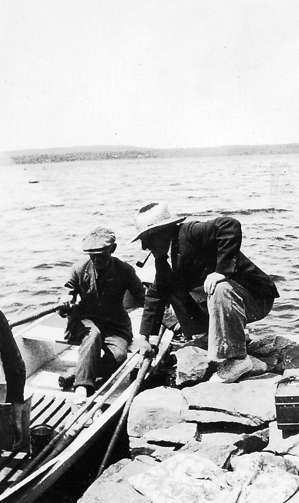 Dawkins 011 1931 Mr. Wickham and Horace MacGowan at Ritter's Camp Shoreline