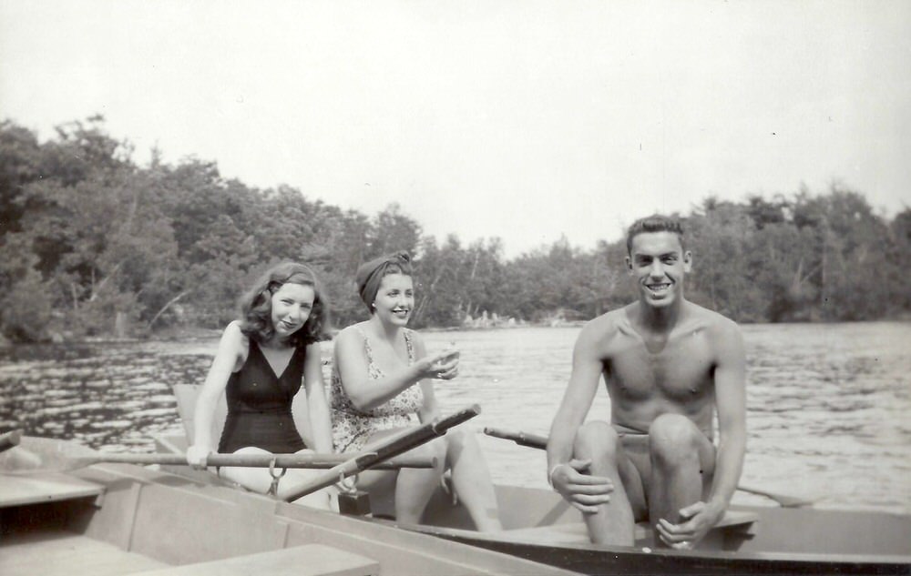 1945 Mary Lou Chorley, Grace Fellenzer, Archie Fellenzer Jr. (Just graduated from Purdue)