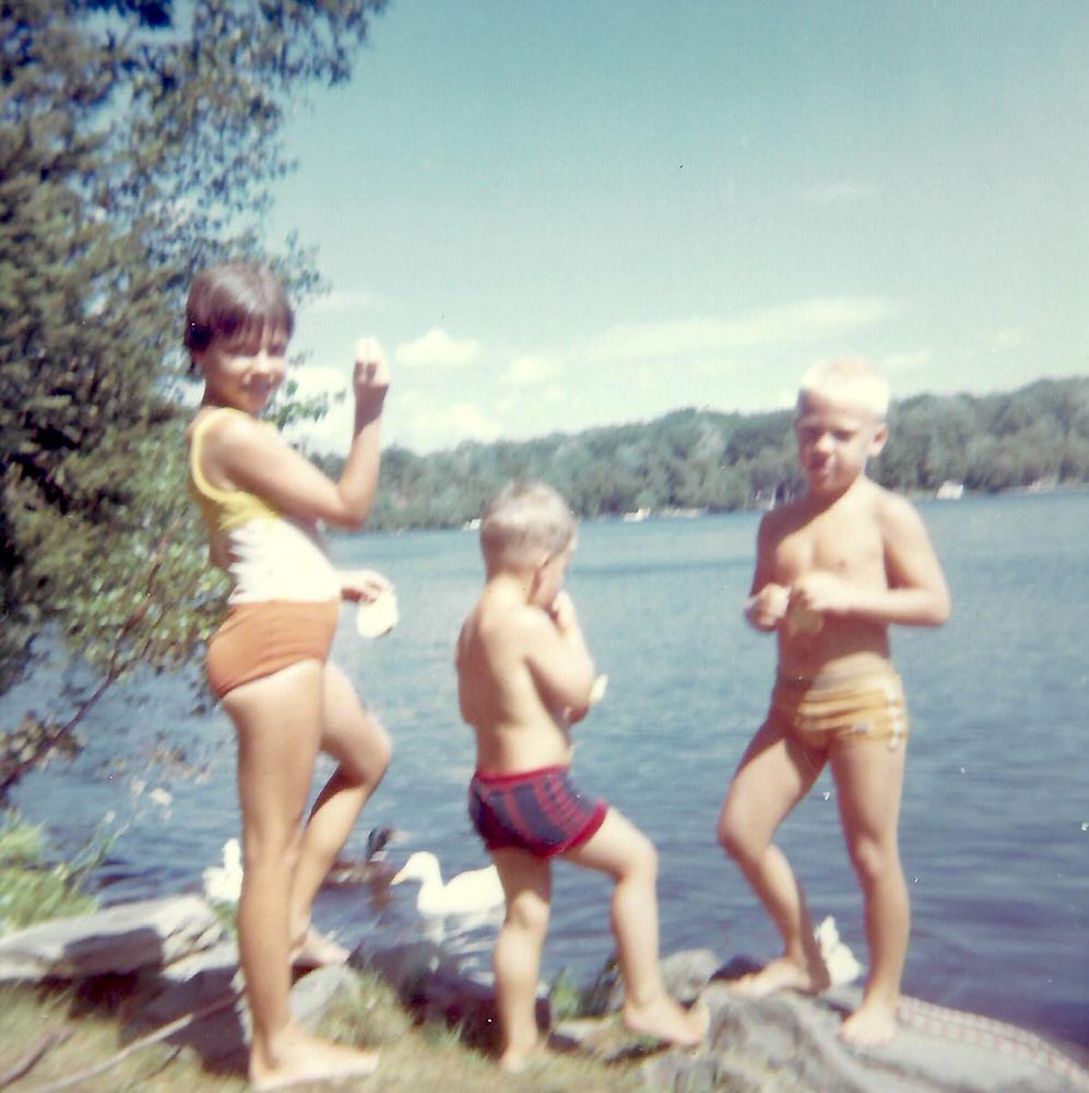 1968 feeding ducks Sally Eric John Fellenzer
